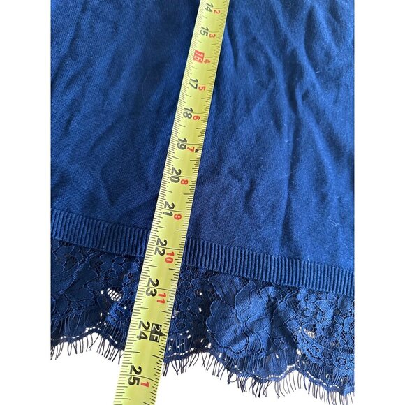 Chicos 3/4 Sleeve Lace Hem Navy Top Size 00 Layering Piece Office Thermal - Picture 7 of 12